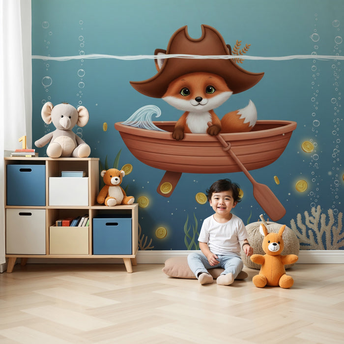 Papier peint chambre enfant | Renard pirate sous-marin