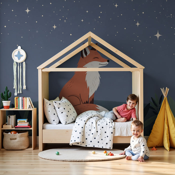 Papier peint chambre enfant | Renard sous les étoiles