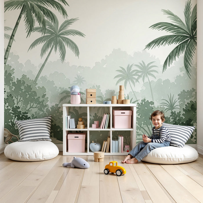 Papier peint chambre enfant | Singes espiègles dans la jungle