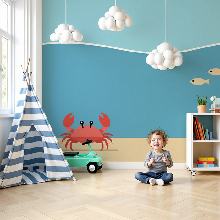 Carta da parati bambini | Sottomarino e creature marine