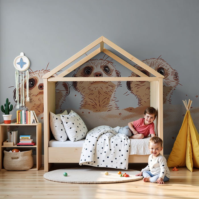 Kinderzimmer Tapete | Neugieriges Erdmännchen in der Wüste