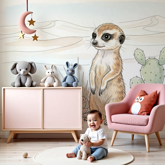 Papel pintado infantil | Suricata en el desierto
