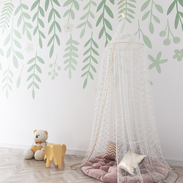 Kinderzimmer Tapete | Zarte Blumenaufhängungen