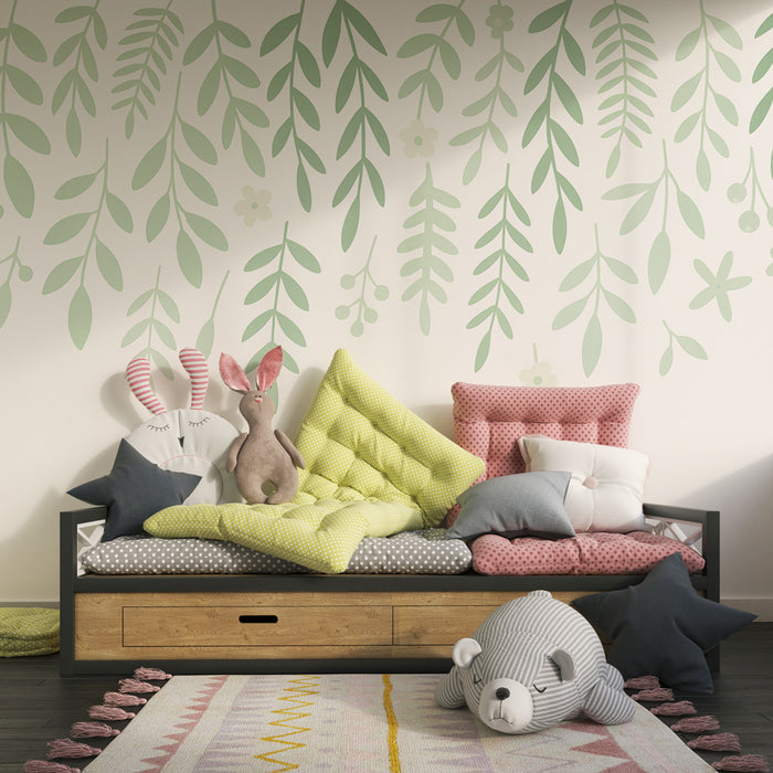 Kinderzimmer Tapete | Zarte Blumenaufhängungen
