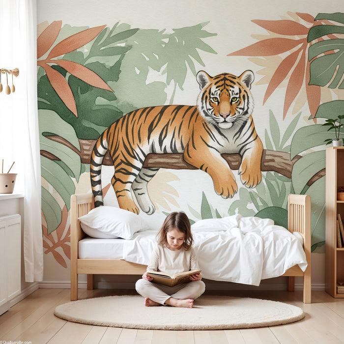 Papier peint chambre enfant | Tigre majestueux dans la jungle