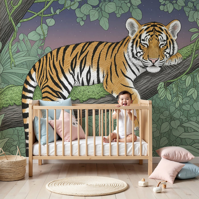 Kinderkamer behang | Majestueuze tijger in de jungle