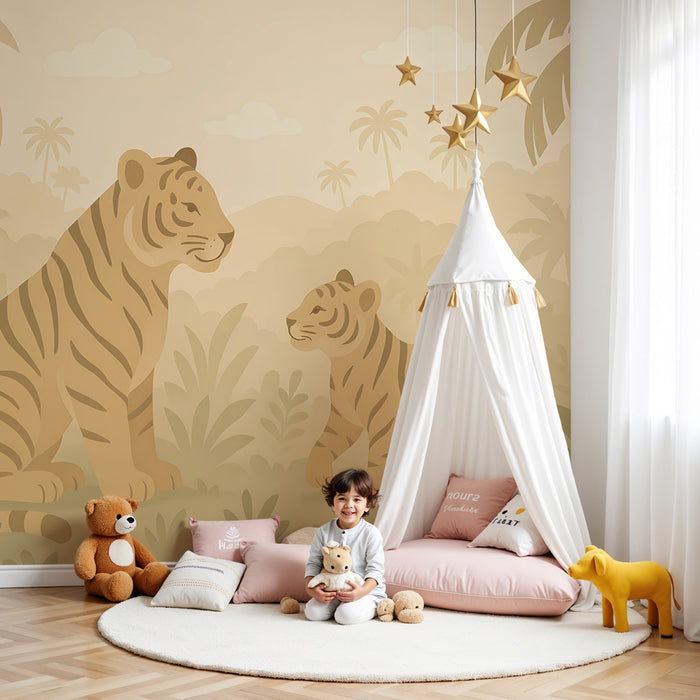Papier peint chambre enfant | Tigres dans la jungle