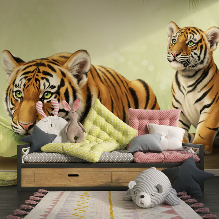 Kinderkamer behang | Majestueuze tijgers en weelderige jungle