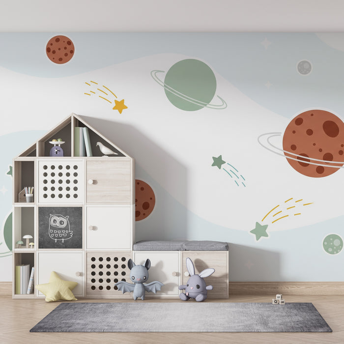 Papel de parede criança | Univers cosmic în culori delicate