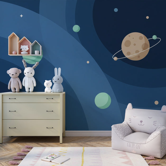 Papier peint chambre enfant | Univers fascinant et planètes colorées