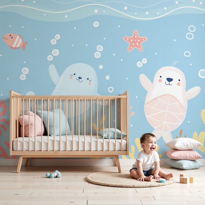 Papier peint chambre enfant | Vie marine enchantée