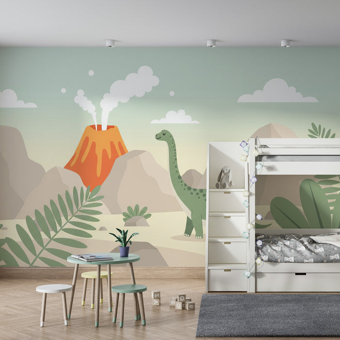 Papel pintado infantil | Viaje al tiempo de los dinosaurios