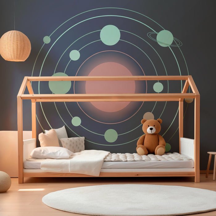 Kids room wallpaper | Potovanje v vesolje z planeti