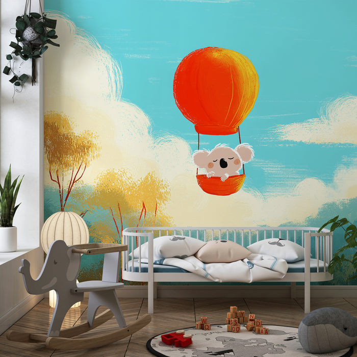 Kinderzimmer Tapete | Heißluftballonfahrt mit einem Koala
