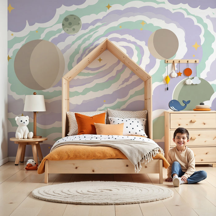 Papel pintado infantil | Viaje interestelar al espacio