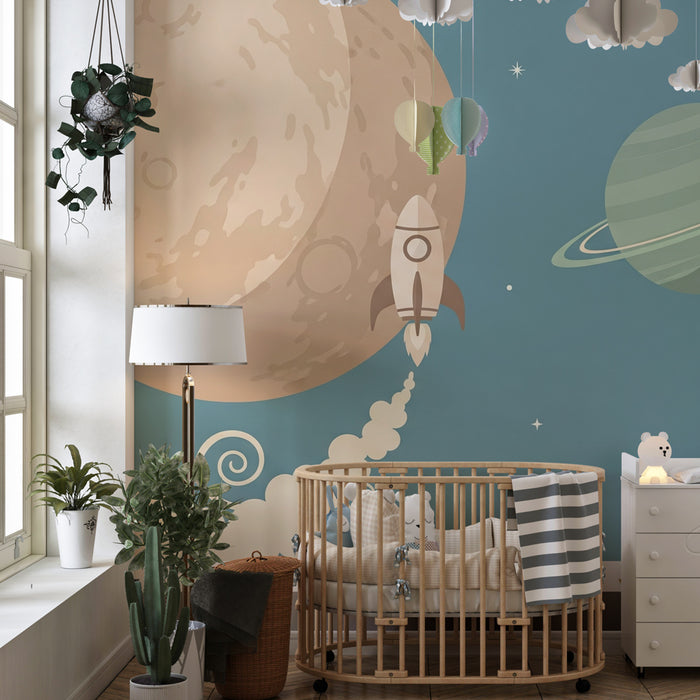 Kinderkamer behang | Ruimtereizen en planeten