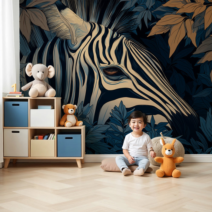 Papier peint chambre enfant | Zebra cachée dans la jungle