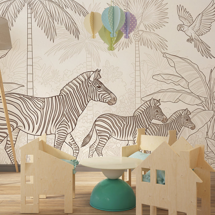Kinderzimmer Tapete | Zebras im Dschungel