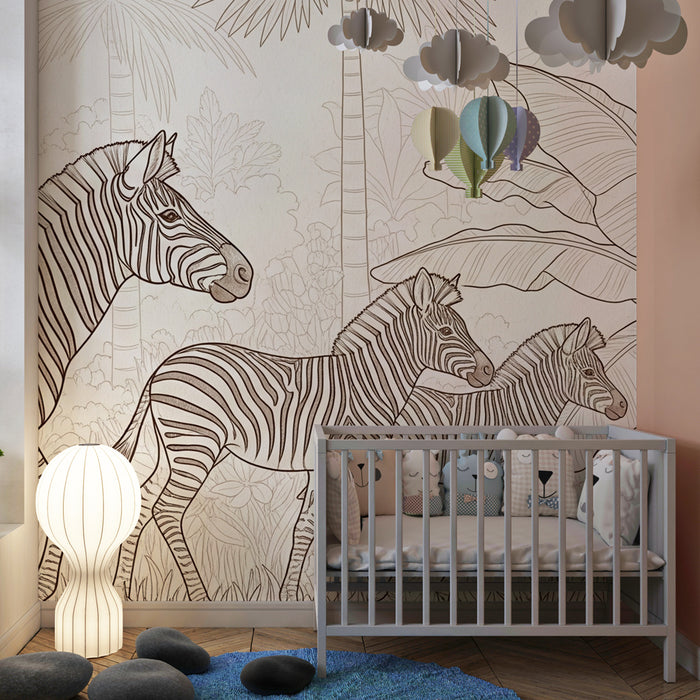 Kinderzimmer Tapete | Zebras im Dschungel