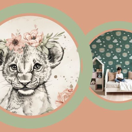 idees deco chambre enfant papier peint lionceau