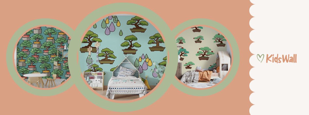 papier peint bonsai motif zen chambre ou salle de jeu enfant