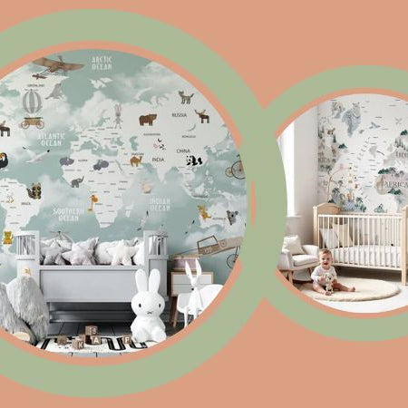 papier peint carte du monde panoramique pour enfants