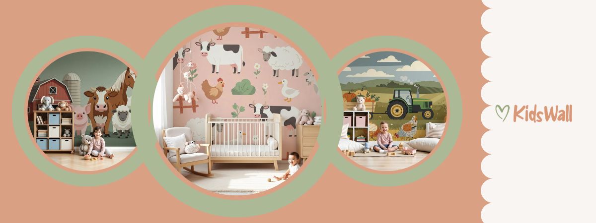 papier peint ferme pour enfants
