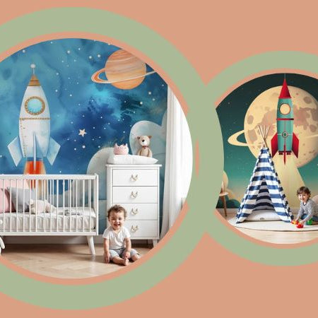papier peint fusée enfants créatifs