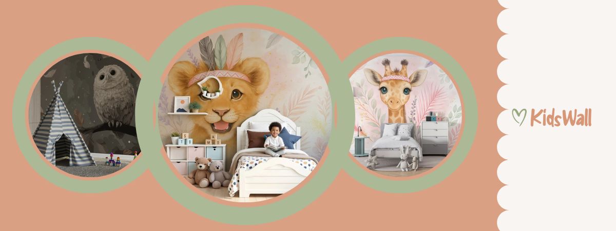 papier peint plume redécorer chambre enfant