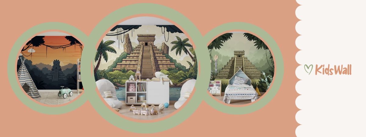 papier peint ruines aztèques et mayas chambre enfant