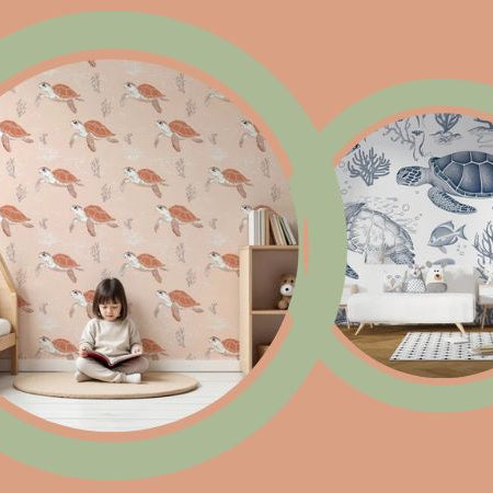 papier peint tortue design chambre enfant