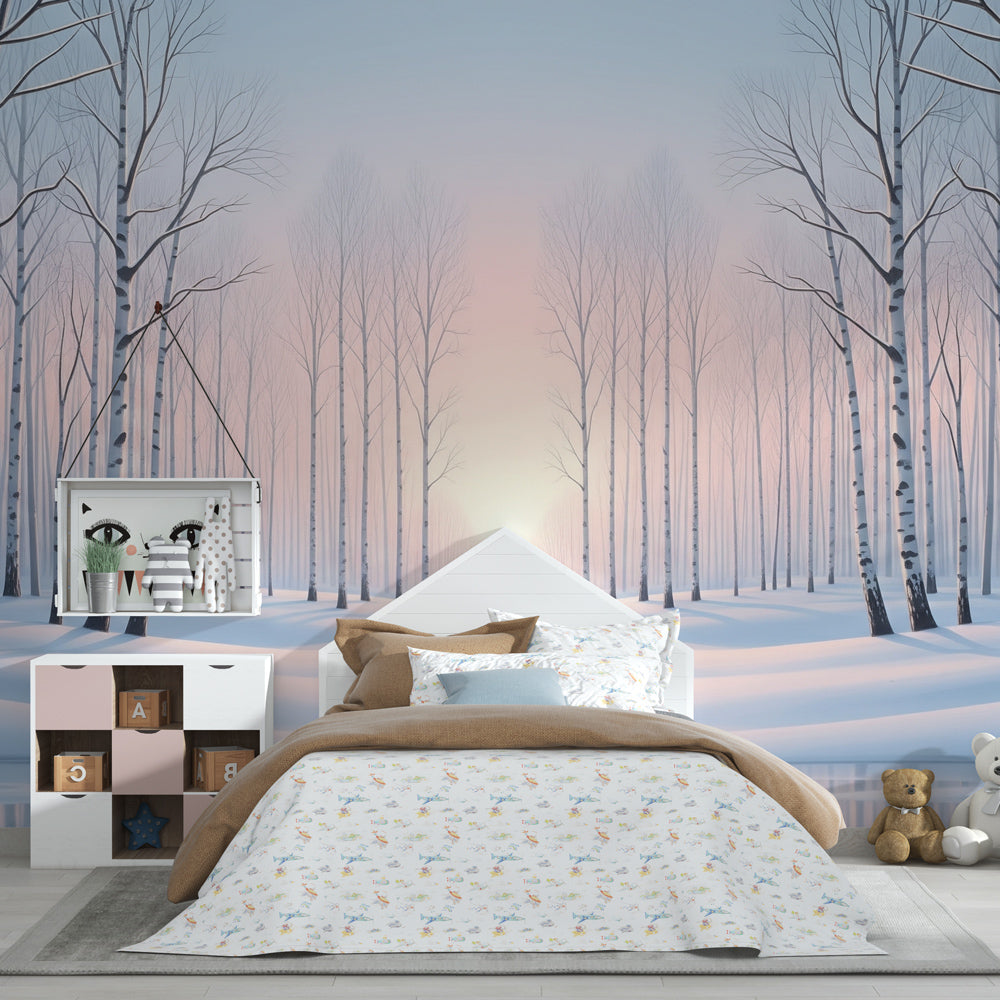 Papier peint forêt d'hiver