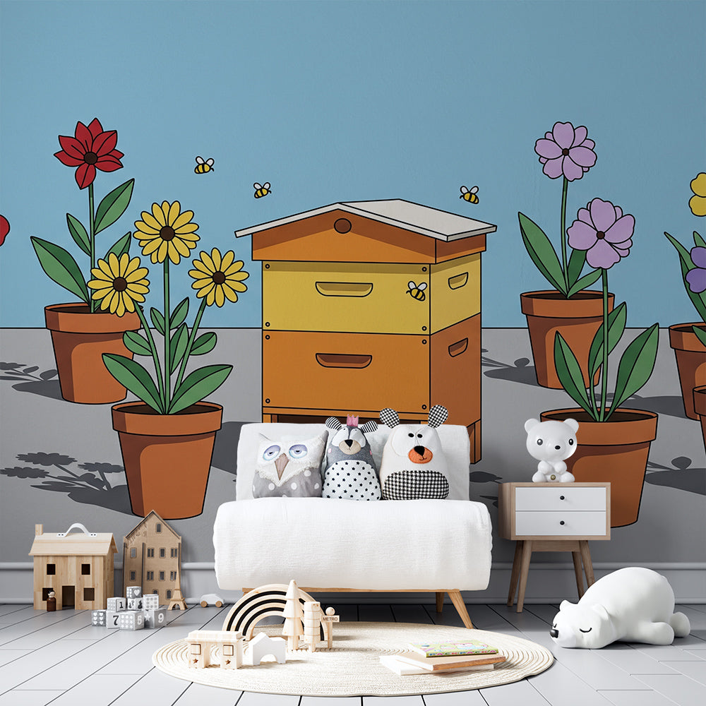 Papier peint pots de fleurs