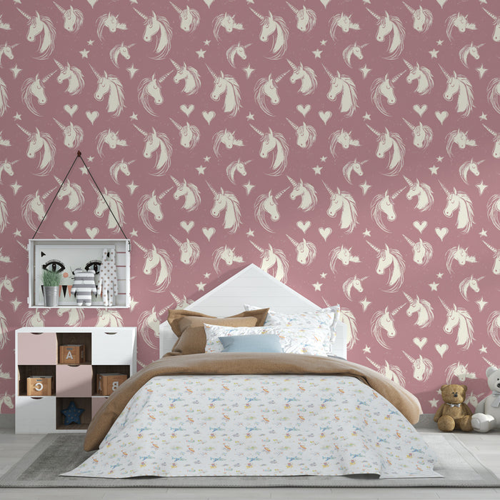 Tapet pentru cameră de copii cu modele | Licori delicate pe fundal roz