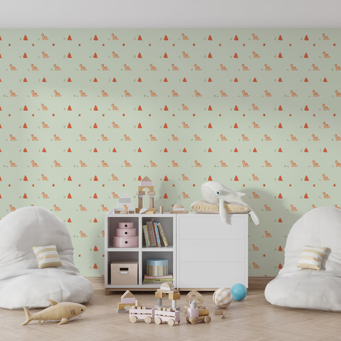Kinderzimmer Tapete mit Mustern | Niedliche kleine Kreaturen und bunte Formen