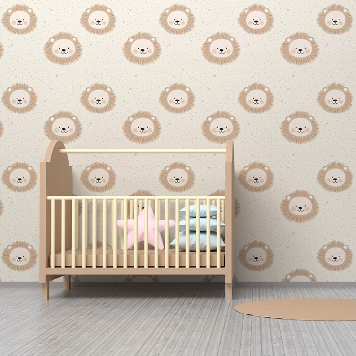Kinderkamer behang met patronen | Schattige leeuwen in een rustgevende stijl