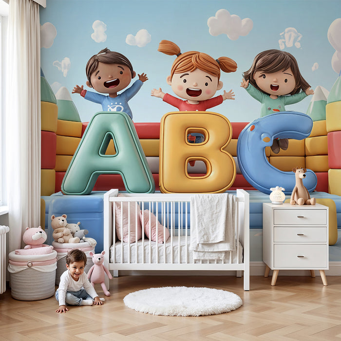 Papier peint tapis de jeu éducatif | Jardin d'enfants ABC