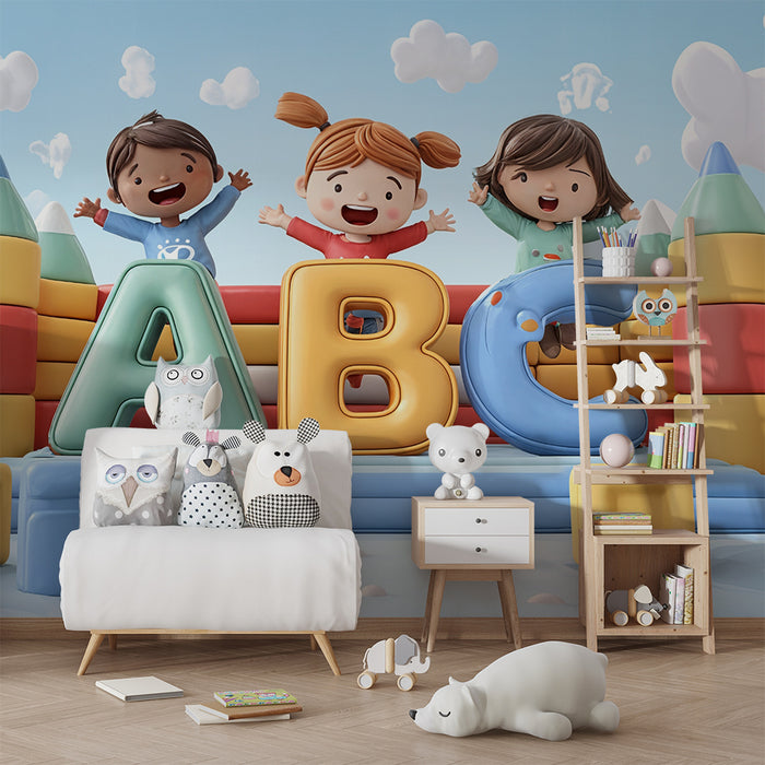 Papier peint tapis de jeu éducatif | Jardin d'enfants ABC