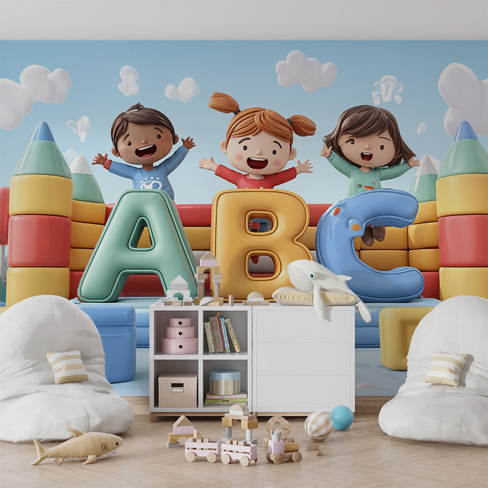 Papier peint tapis de jeu éducatif | Jardin d'enfants ABC