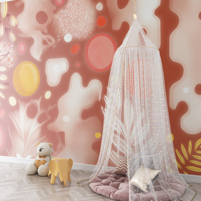 Χαρτί τοίχου παιδικού δωματίου | Κόκκινο και χρυσό αφηρημένο