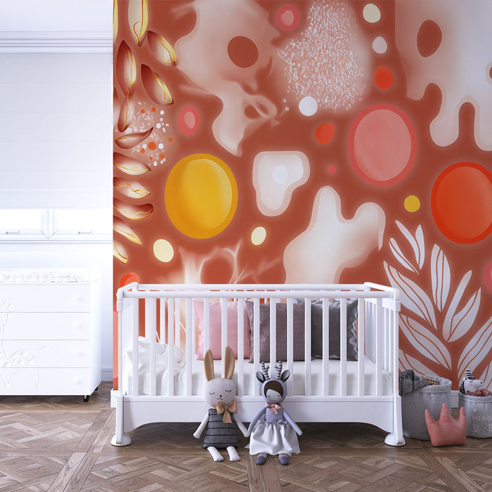 Χαρτί τοίχου παιδικού δωματίου | Κόκκινο και χρυσό αφηρημένο