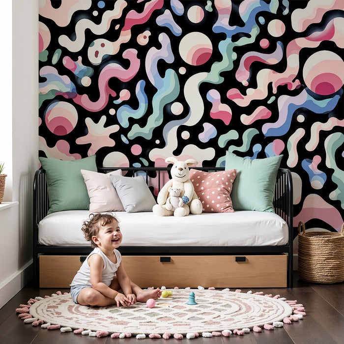 Barntapet | Färgstark abstrakt virvel