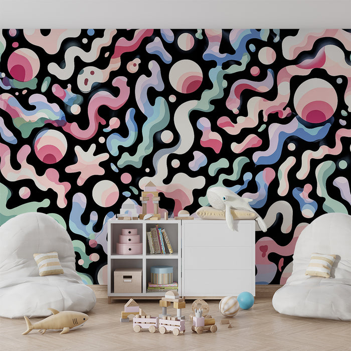 Barntapet | Färgstark abstrakt virvel