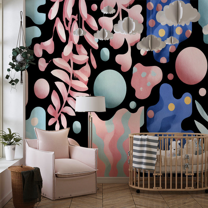 Lastenhuoneen tapetti | Abstraktit muodot ja pastellivärit