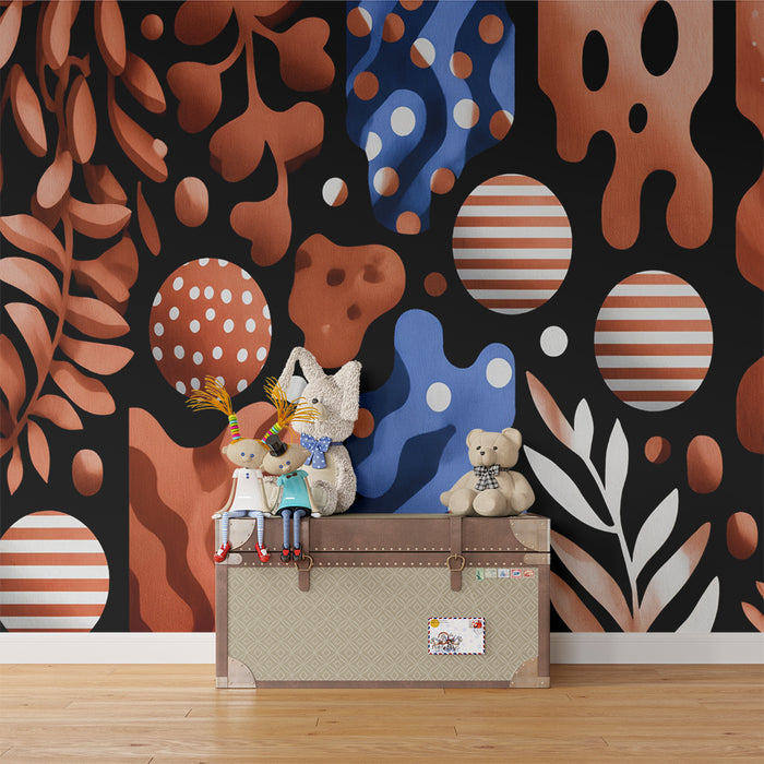Carta da parati bambini | Forme geometriche astratte terracotta