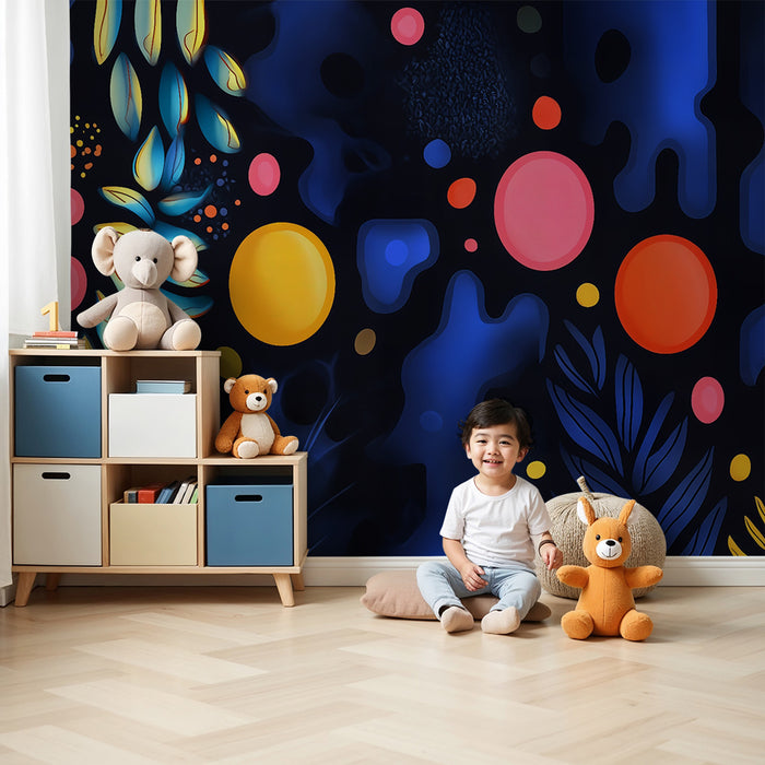 Barntapet | Ljus abstrakt och färgglad lövverk