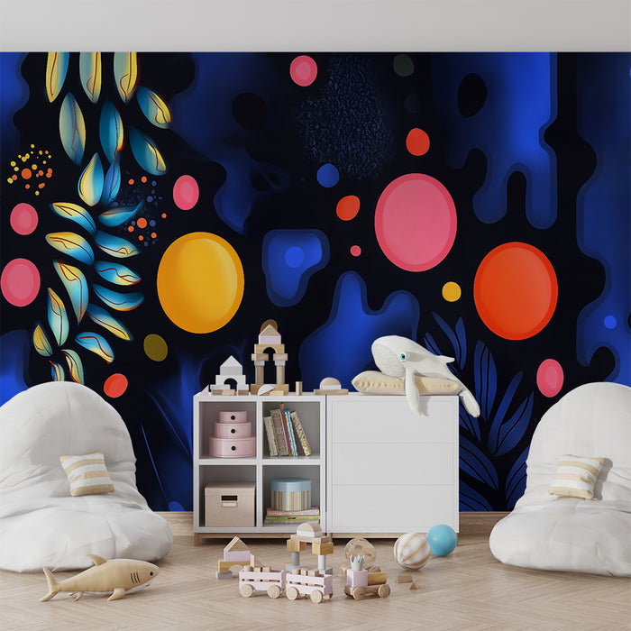 Barntapet | Ljus abstrakt och färgglad lövverk