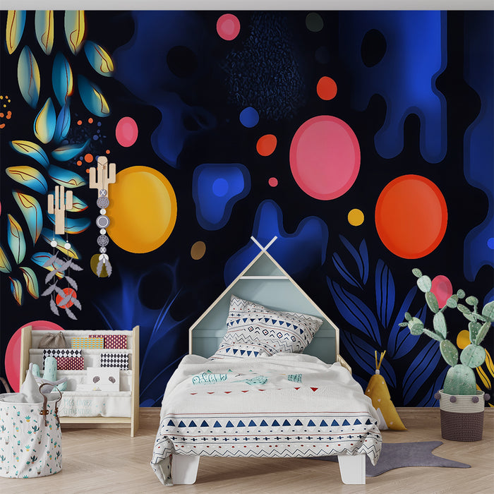 Barntapet | Ljus abstrakt och färgglad lövverk