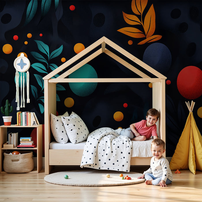 Barntapet | Färgglada sfärer och delikata lövverk