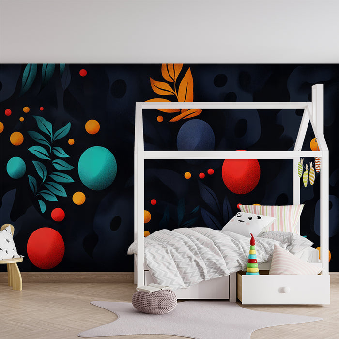 Barntapet | Färgglada sfärer och delikata lövverk